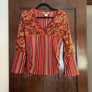 Fresh + Mean blouse. Sz Large. Brown & earth tones